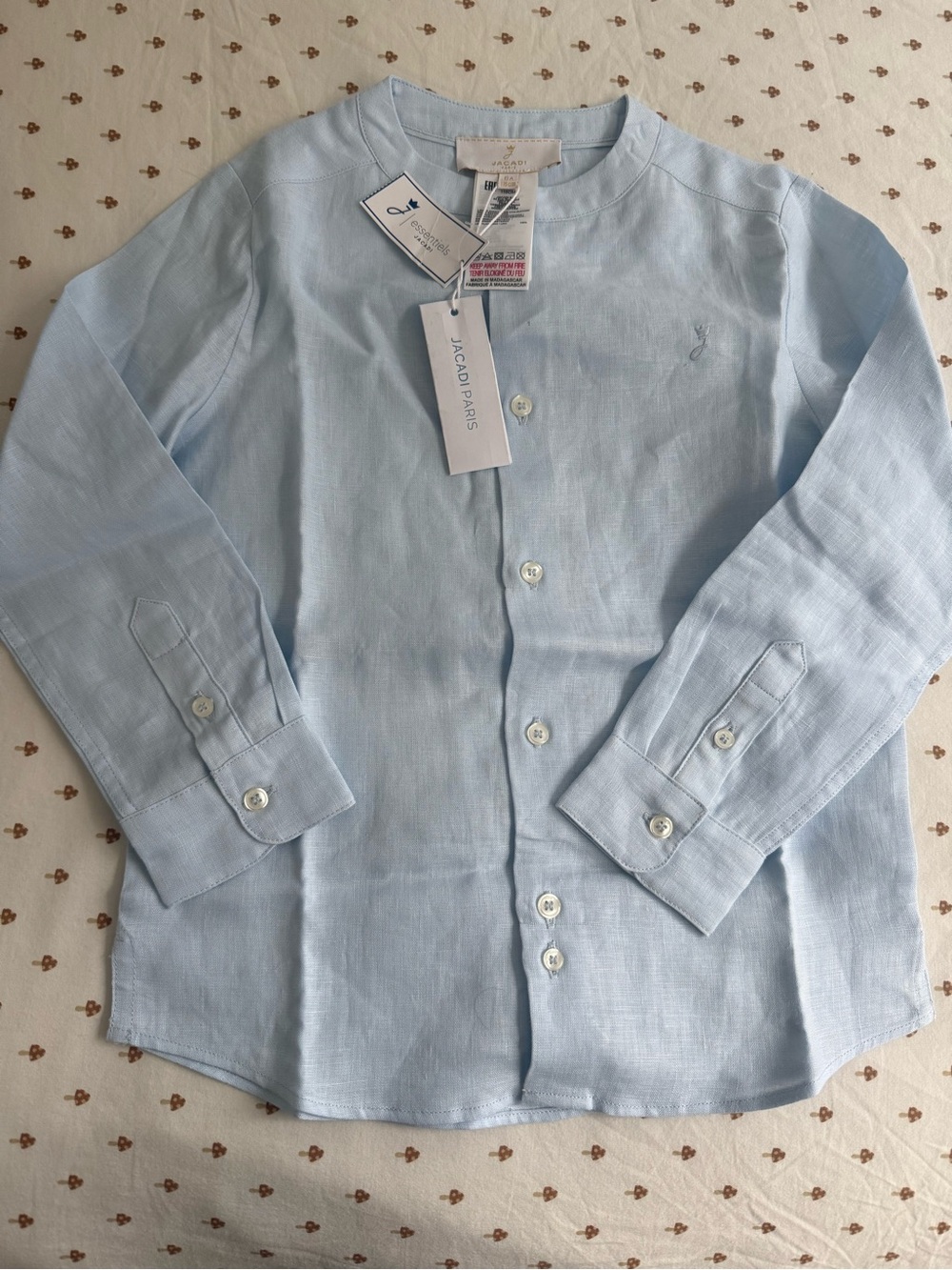 Jacadi Light Blue Boy's Button-Down Linen Shirt